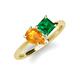 4 - Zoya Pear Shape Citrine & Princess Shape Lab Created Emerald 2 Stone Duo Ring 