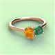 3 - Zoya Pear Shape Citrine & Princess Shape Lab Created Alexandrite 2 Stone Duo Ring 