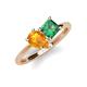 4 - Zoya Pear Shape Citrine & Princess Shape Lab Created Alexandrite 2 Stone Duo Ring 