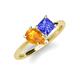 4 - Zoya Pear Shape Citrine & Princess Shape Tanzanite 2 Stone Duo Ring 