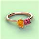 3 - Zoya Pear Shape Citrine & Princess Shape Pink Tourmaline 2 Stone Duo Ring 