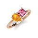 4 - Zoya Pear Shape Citrine & Princess Shape Pink Tourmaline 2 Stone Duo Ring 
