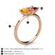 5 - Zoya Pear Shape Citrine & Princess Shape Pink Tourmaline 2 Stone Duo Ring 
