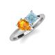 4 - Zoya Pear Shape Citrine & Princess Shape Aquamarine 2 Stone Duo Ring 