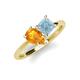 4 - Zoya Pear Shape Citrine & Princess Shape Aquamarine 2 Stone Duo Ring 