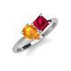 4 - Zoya Pear Shape Citrine & Princess Shape Lab Created Ruby 2 Stone Duo Ring 