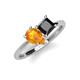 4 - Zoya Pear Shape Citrine & Princess Shape Black Diamond 2 Stone Duo Ring 