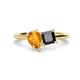 1 - Zoya Pear Shape Citrine & Princess Shape Black Diamond 2 Stone Duo Ring 