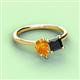 3 - Zoya Pear Shape Citrine & Princess Shape Black Diamond 2 Stone Duo Ring 