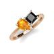 4 - Zoya Pear Shape Citrine & Princess Shape Black Diamond 2 Stone Duo Ring 