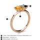 5 - Zoya Pear Shape Citrine & Princess Shape Black Diamond 2 Stone Duo Ring 