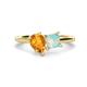 1 - Zoya Pear Shape Citrine & Princess Shape Lab Created Opal 2 Stone Duo Ring 