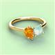 3 - Zoya Pear Shape Citrine & Princess Shape Lab Created Opal 2 Stone Duo Ring 
