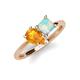 4 - Zoya Pear Shape Citrine & Princess Shape Lab Created Opal 2 Stone Duo Ring 