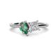 1 - Zoya Pear Shape Lab Created Alexandrite & Princess Shape Certified Diamond 2 Stone Duo Ring 