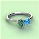 3 - Zoya Pear Shape Lab Created Alexandrite & Princess Shape Blue Topaz 2 Stone Duo Ring 