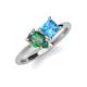 4 - Zoya Pear Shape Lab Created Alexandrite & Princess Shape Blue Topaz 2 Stone Duo Ring 