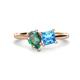 1 - Zoya Pear Shape Lab Created Alexandrite & Princess Shape Blue Topaz 2 Stone Duo Ring 