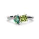 1 - Zoya Pear Shape Lab Created Alexandrite & Princess Shape Peridot 2 Stone Duo Ring 