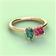 3 - Zoya Pear Shape Lab Created Alexandrite & Princess Shape Pink Tourmaline 2 Stone Duo Ring 