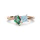 1 - Zoya Pear Shape Lab Created Alexandrite & Princess Shape Aquamarine 2 Stone Duo Ring 