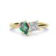 1 - Zoya Pear Shape Lab Created Alexandrite & Princess Shape GIA Certified Diamond 2 Stone Duo Ring 