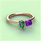 3 - Zoya Pear Shape Lab Created Alexandrite & Princess Shape Amethyst 2 Stone Duo Ring 