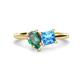 1 - Zoya Pear Shape Lab Created Alexandrite & Princess Shape Blue Topaz 2 Stone Duo Ring 