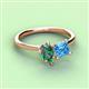 3 - Zoya Pear Shape Lab Created Alexandrite & Princess Shape Blue Topaz 2 Stone Duo Ring 