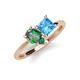4 - Zoya Pear Shape Lab Created Alexandrite & Princess Shape Blue Topaz 2 Stone Duo Ring 