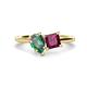 1 - Zoya Pear Shape Lab Created Alexandrite & Princess Shape Rhodolite Garnet 2 Stone Duo Ring 