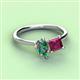 3 - Zoya Pear Shape Lab Created Alexandrite & Princess Shape Rhodolite Garnet 2 Stone Duo Ring 