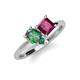 4 - Zoya Pear Shape Lab Created Alexandrite & Princess Shape Rhodolite Garnet 2 Stone Duo Ring 