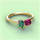 3 - Zoya Pear Shape Lab Created Alexandrite & Princess Shape Rhodolite Garnet 2 Stone Duo Ring 