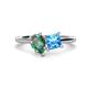 1 - Zoya Pear Shape Lab Created Alexandrite & Princess Shape Blue Topaz 2 Stone Duo Ring 