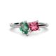 1 - Zoya Pear Shape Lab Created Alexandrite & Princess Shape Pink Tourmaline 2 Stone Duo Ring 