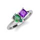 4 - Zoya Pear Shape Lab Created Alexandrite & Princess Shape Amethyst 2 Stone Duo Ring 