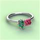 3 - Zoya Pear Shape Lab Created Alexandrite & Princess Shape Pink Tourmaline 2 Stone Duo Ring 