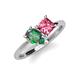 4 - Zoya Pear Shape Lab Created Alexandrite & Princess Shape Pink Tourmaline 2 Stone Duo Ring 
