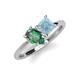 4 - Zoya Pear Shape Lab Created Alexandrite & Princess Shape Aquamarine 2 Stone Duo Ring 