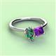 3 - Zoya Pear Shape Lab Created Alexandrite & Princess Shape Amethyst 2 Stone Duo Ring 