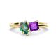 1 - Zoya Pear Shape Lab Created Alexandrite & Princess Shape Amethyst 2 Stone Duo Ring 