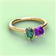 3 - Zoya Pear Shape Lab Created Alexandrite & Princess Shape Amethyst 2 Stone Duo Ring 