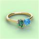 3 - Zoya Pear Shape Lab Created Alexandrite & Princess Shape Blue Topaz 2 Stone Duo Ring 