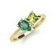 4 - Zoya Pear Shape Lab Created Alexandrite & Princess Shape Peridot 2 Stone Duo Ring 