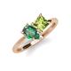 4 - Zoya Pear Shape Lab Created Alexandrite & Princess Shape Peridot 2 Stone Duo Ring 
