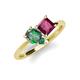 4 - Zoya Pear Shape Lab Created Alexandrite & Princess Shape Rhodolite Garnet 2 Stone Duo Ring 