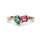 1 - Zoya Pear Shape Lab Created Alexandrite & Princess Shape Pink Tourmaline 2 Stone Duo Ring 