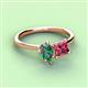 3 - Zoya Pear Shape Lab Created Alexandrite & Princess Shape Pink Tourmaline 2 Stone Duo Ring 