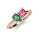 4 - Zoya Pear Shape Lab Created Alexandrite & Princess Shape Pink Tourmaline 2 Stone Duo Ring 